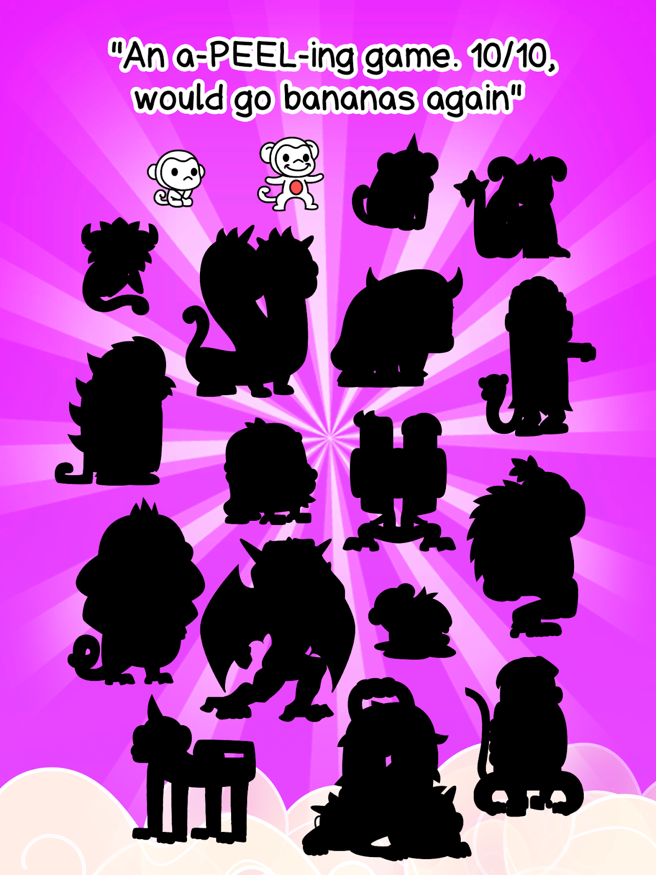 Full-roster silhouettes for Monkey Evolution collection hunting